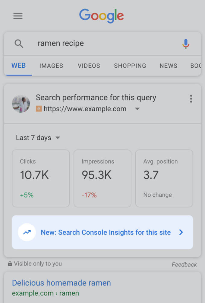 كيفية ظهور اداة search console insights في نتائج بحث جوجل